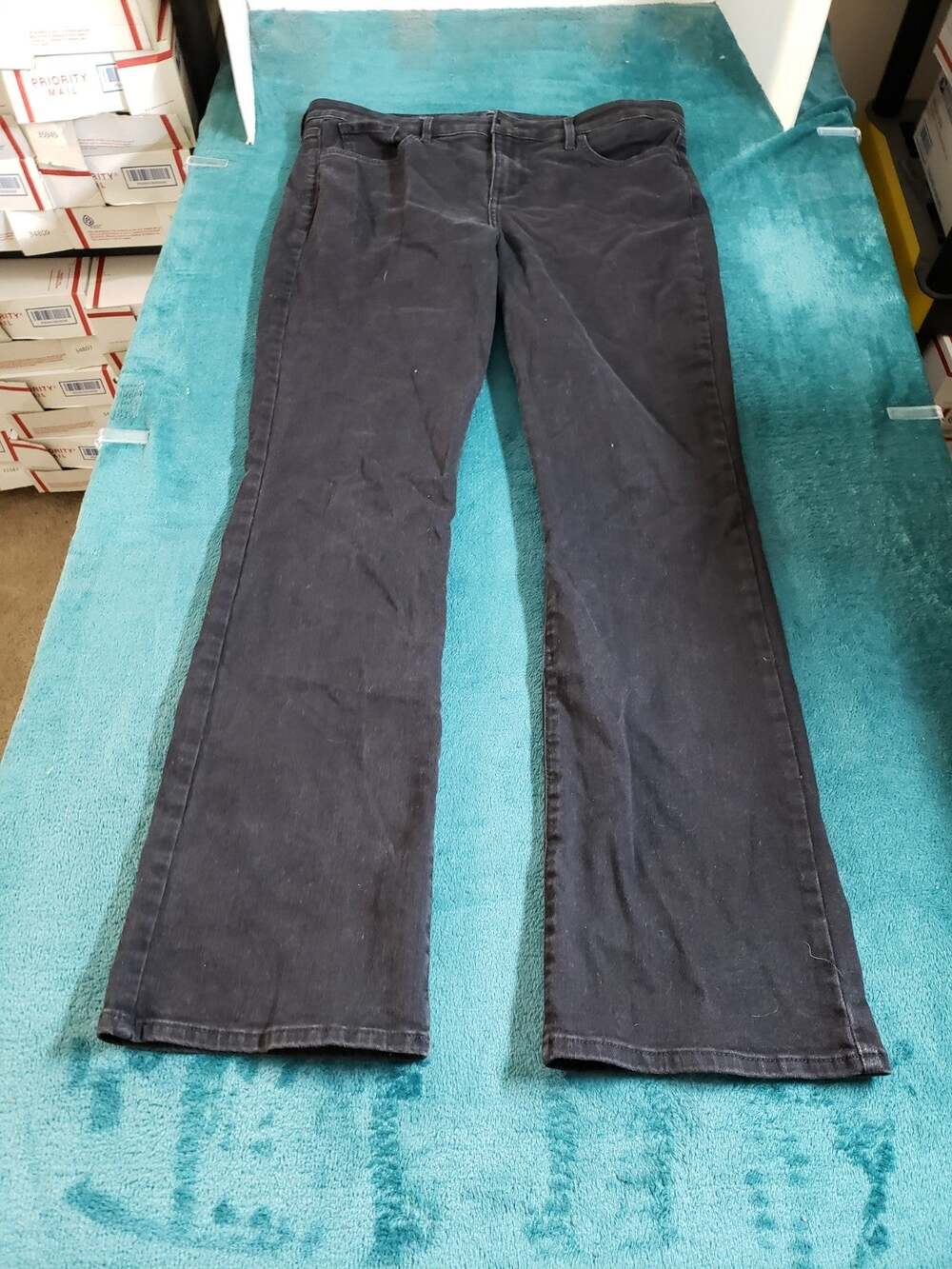NYDJ Jeans Size 12 Womens Black Stretch Pants Mid Rise Barbara Bootcut